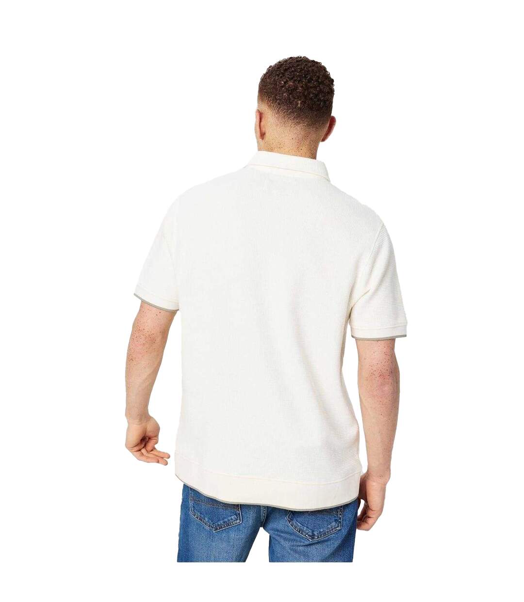Mens Textured Regular Short-sleeved Polo Shirt Bone Jack Wills-3