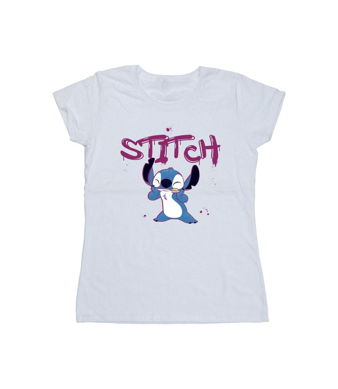 Disney T-shirt en coton graffiti Lilo And Stitch Femme/Ladies (Blanc) - UTBI25544-1
