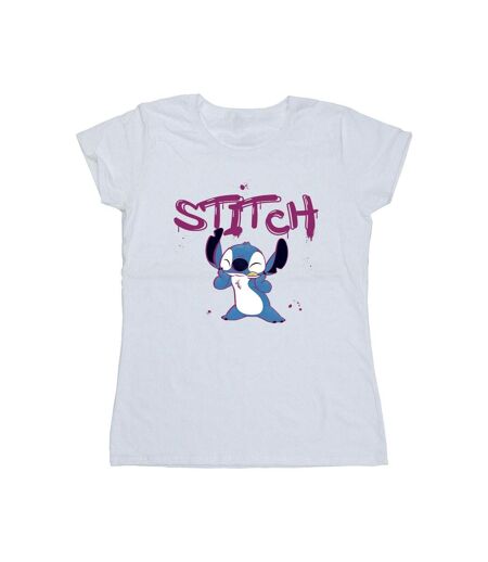 Disney T-shirt en coton graffiti Lilo And Stitch Femme/Ladies (Blanc) - UTBI25544