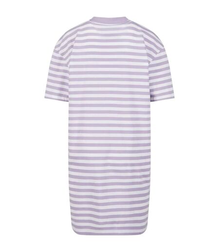 Robe T-shirt Motif/style Rayé Femme Blanc Vieux Lilas Urban Classics