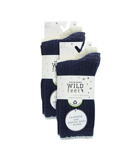 4 Pack Ladies Cable Knit and Lurex Glitter Socks for Sparkling Style and Comfort