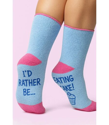 4 Pack Ladies Funny Cake Socks | Soft Fluffy Novelty Non Slip Gift Socks