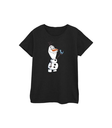Disney T-shirt en coton Femme/Femme Frozen 2 Olaf et Salamandre (Noir) - UTBI48118