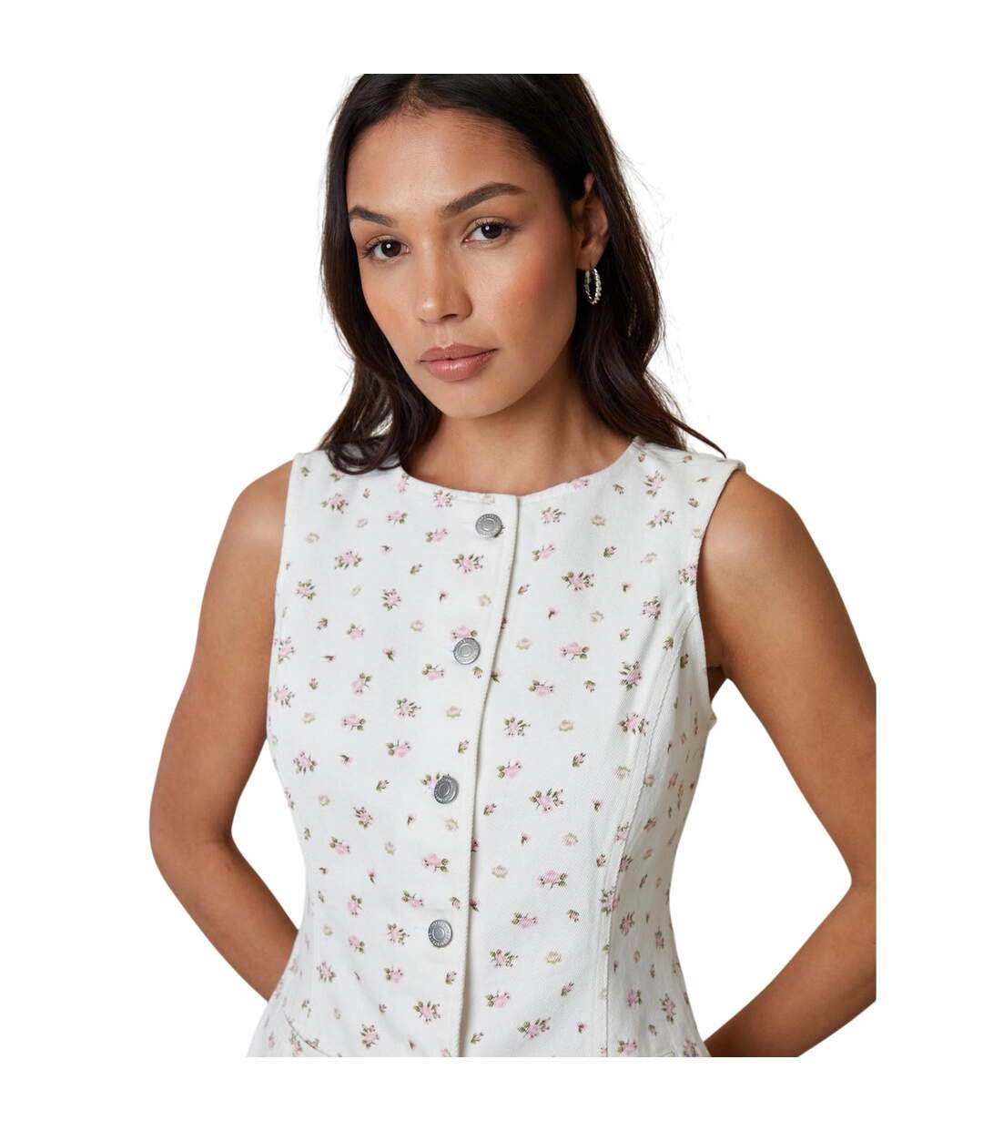 Débardeur Sans Manches Motif/style Floral Femme Blanc Imprimé Threadbare-4