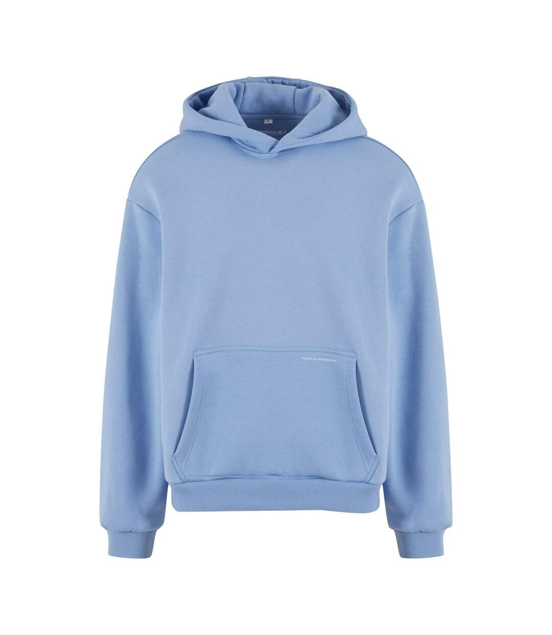Mens Faith Is Strength Back Print Fluffy Hoodie La Foi Est Une Force Bleu Poudré Mister Tee-2