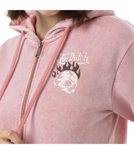 Sweat zippé femme délavé à capuche avec print devant et dos Grunge Vondutch