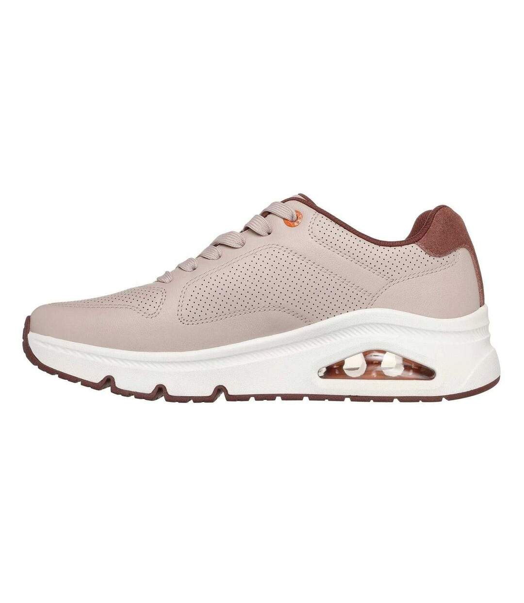 Mens Decorative Leather Air Cushioned Trainers Taupe Skechers-2