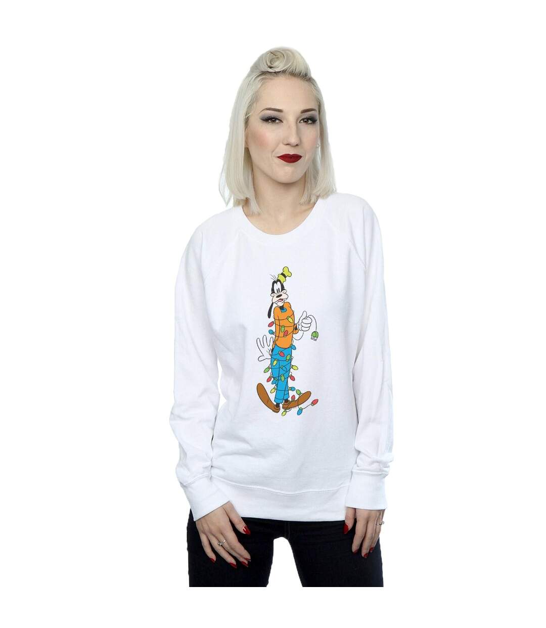 Disney Sweat Femme/Les femmes Goofy Christmas Lights (Blanc) - UTBI28113-2