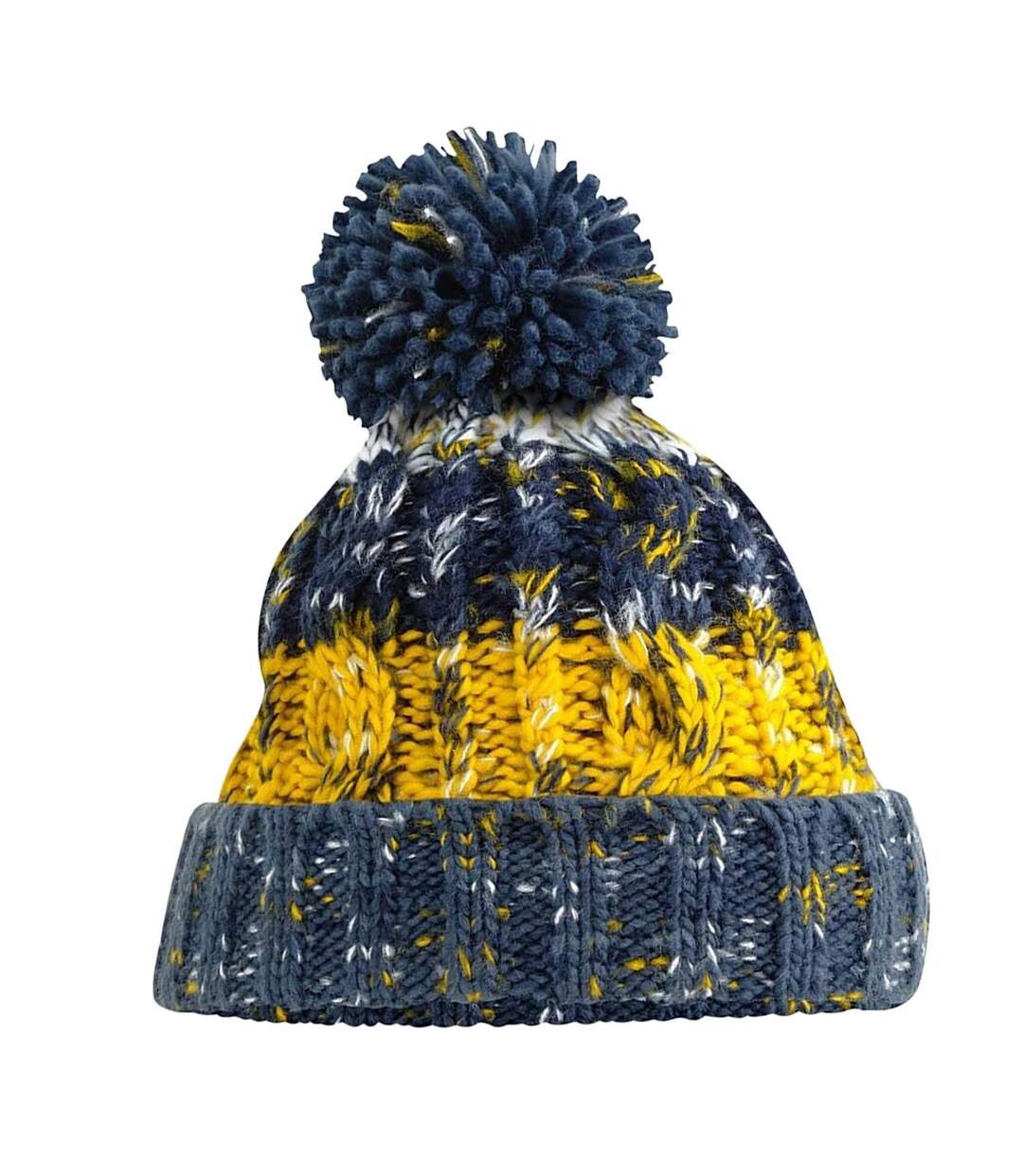 Bonnet Corkscrew Femme Bleu Marine Jaune Beechfield-3