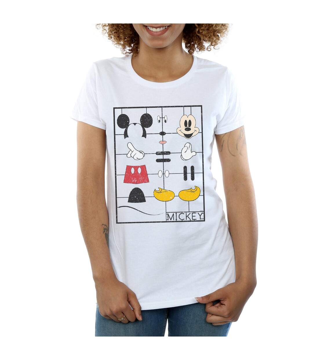 Disney T-shirt en coton Femme/Femme Mickey Mouse Construction Kit (Blanc) - UTBI30902-3