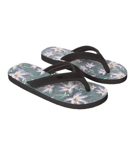 Mens Jekyl Leaves Logo Flip Flops Dark Green Animal