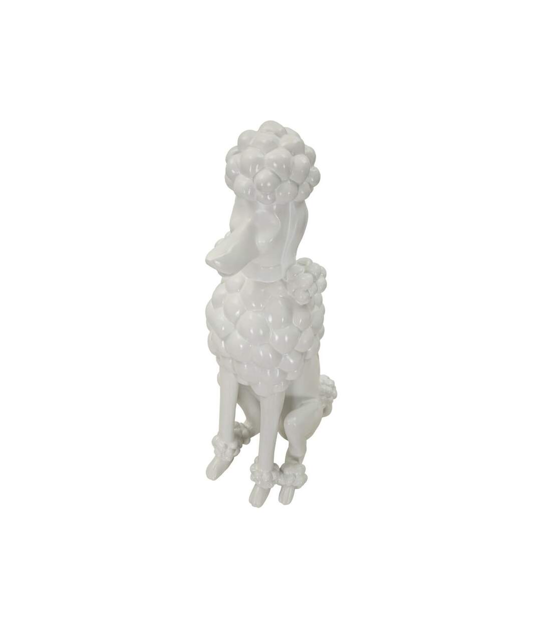 Statue Déco Chien Caniche Assis 61cm Blanc-4