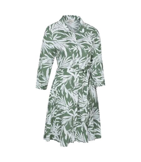 Womens/ladies porto woven button through shirt dress khaki green Mountain Warehouse