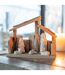 Crèche de Noël Toit Incliné 23cm Naturel & Blanc-2