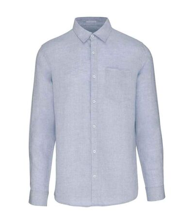 Mens linen long-sleeved shirt linen blue Spasso
