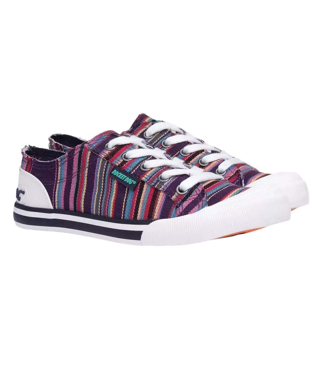 Womens/ladies Jazzin Aloe Stripe Trainers Multicoloured Rocket Dog-1