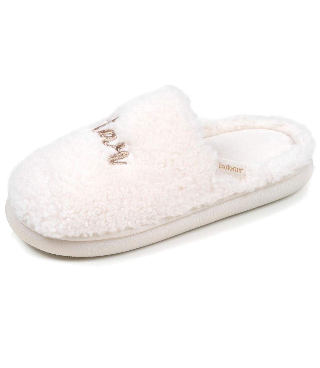 Isotoner Chaussons Mules femme matière sherpa, semelle bloup extra confort-1