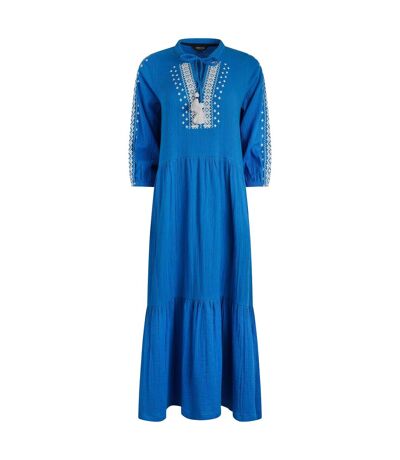 Womens/ladies arles embroidered double layered midi dress adriatic blue Weird Fish