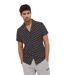 Chemise homme ajustée manches courtes imprimé abstrait noir à Col chemise-1