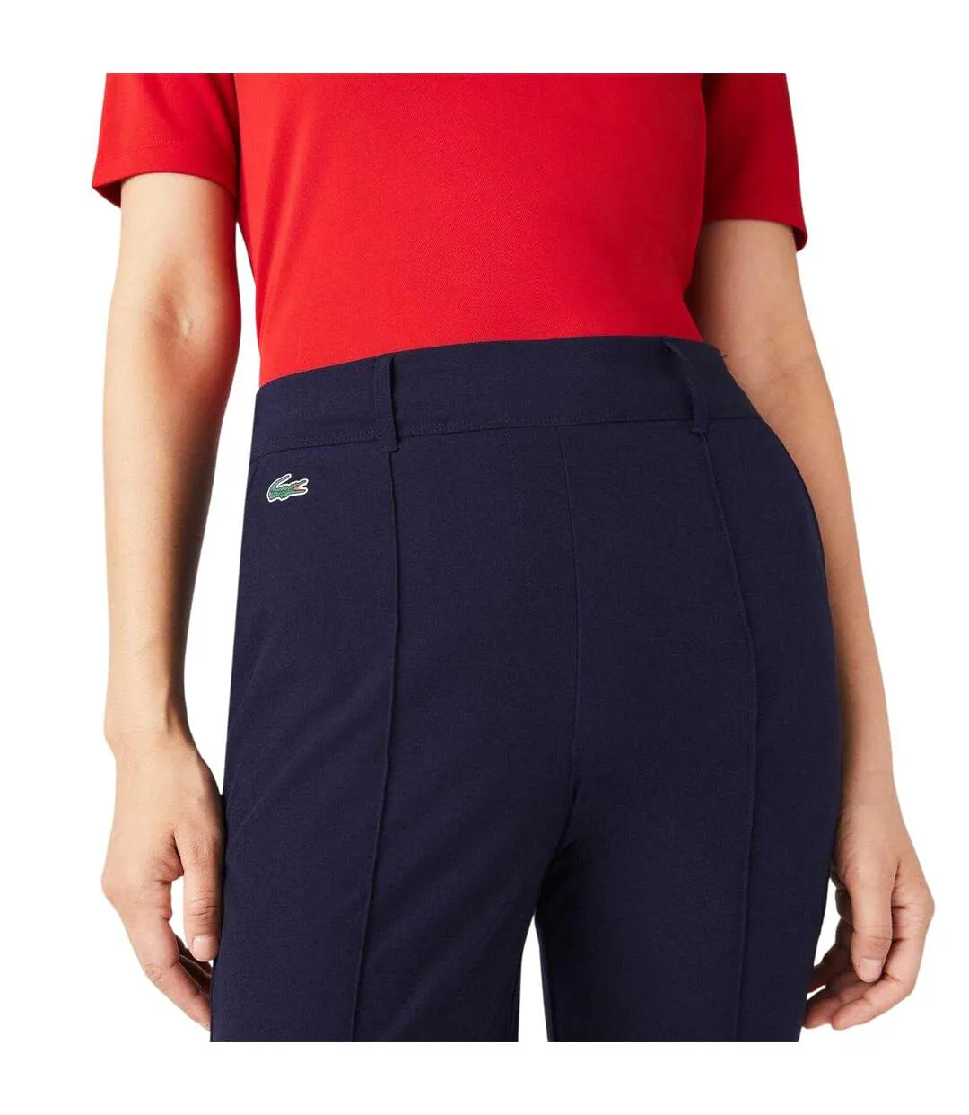 Womens/ladies Embroidered Logo Trousers Navy Blue Lacoste-4