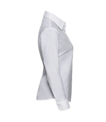 Russell Collection Womens/Ladies Oxford Easy-Care Long-Sleeved Shirt (White) - UTRW9381