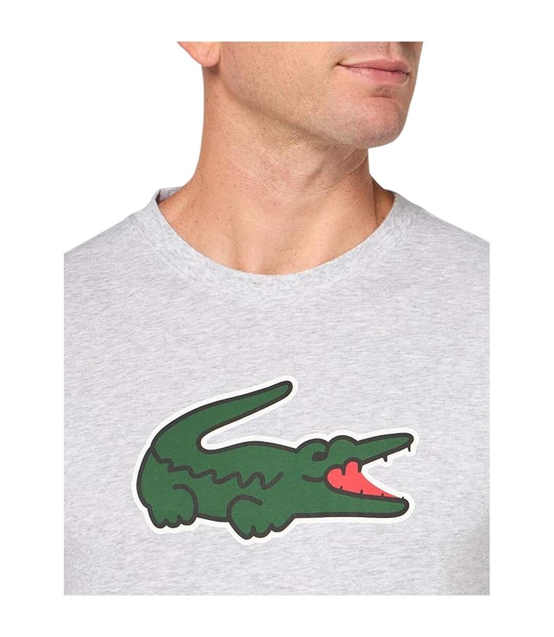 T-shirt Motif/style Imprimé Crocodile Homme Argenté Vert Lacoste-3