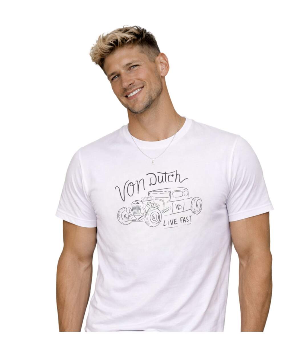 T-shirt homme col rond en jersey 140grm imprimé devant Log6 Vondutch-1