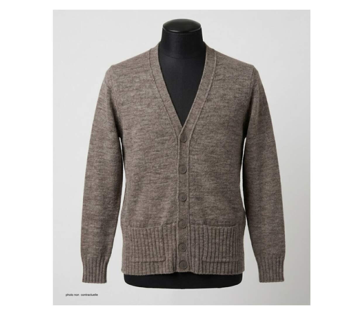 MAYFLOWER DERBY2T - Gilet boutonné taupe en laine mélangée : élégance et douceur naturelle-3