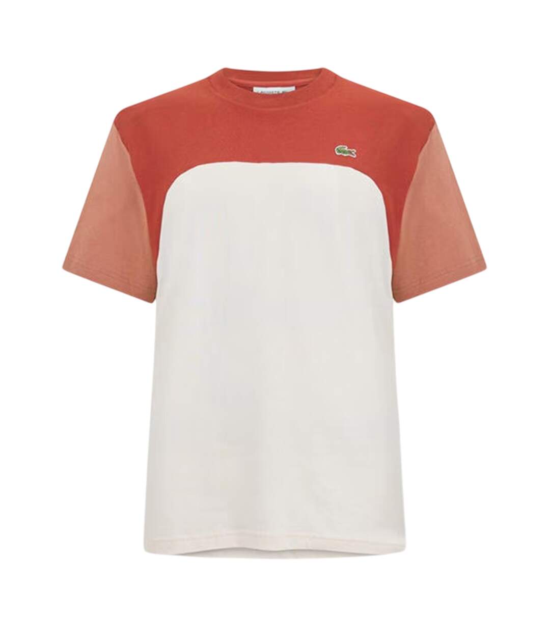 T-shirt Motif/style Blocs De Couleurs Homme Blanc Marron Marron Clair Lacoste-1