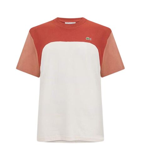 T-shirt Motif/style Blocs De Couleurs Homme Blanc Marron Marron Clair Lacoste