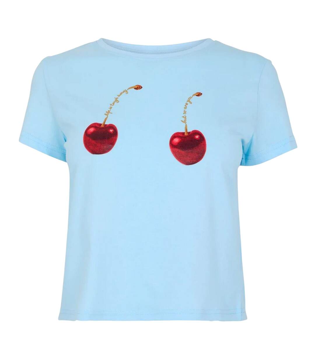 T-shirt Motif/style Cerise Femme Bleu Never Fully Dressed-1