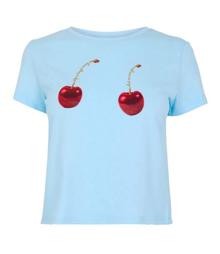 T-shirt Motif/style Cerise Femme Bleu Never Fully Dressed