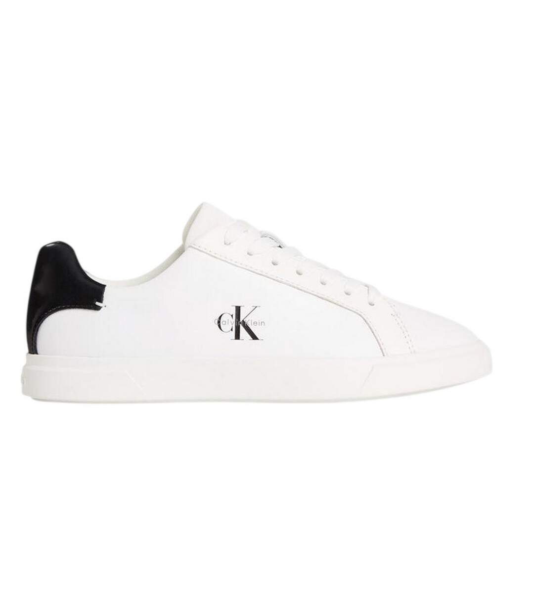 Womens/ladies Leather Low Trainers Bright White Black Calvin Klein-1