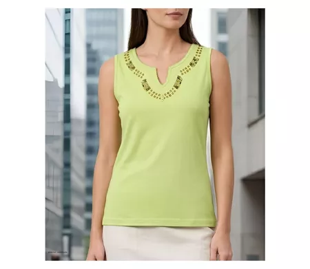 MAYFLOWER PF062V - Débardeur vert 100% coton pour femme : fraîcheur et confort quotidien