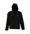 SOLS Mens Replay Hooded Soft Shell Jacket (Breathable, Windproof And Water Resistant) (Black)