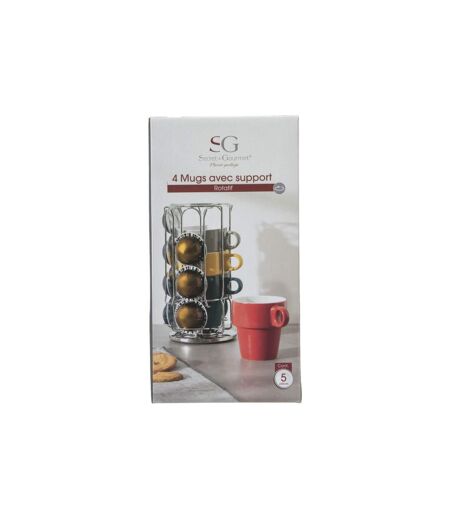 Lot de 4 Mugs & Porte Capsules Rack 26cl Multicolore