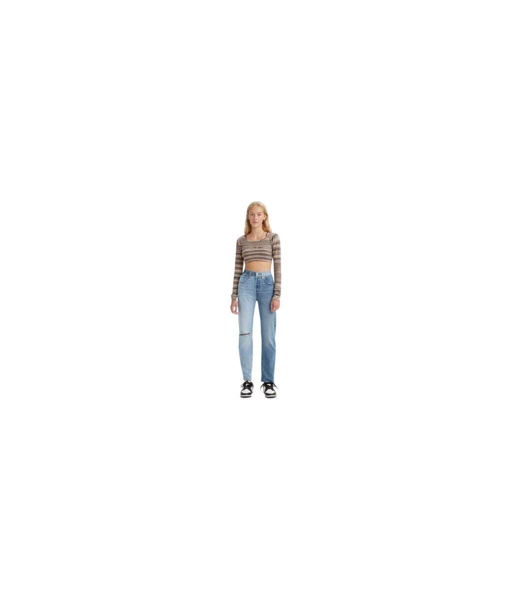 Womens/ladies 501 Original Jeans Two Tone Blue Indigo Levis-2