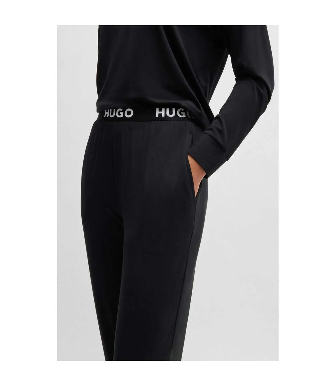 Bas De Pyjama Motif/style Uni Unite Femme Noir Hugo-3