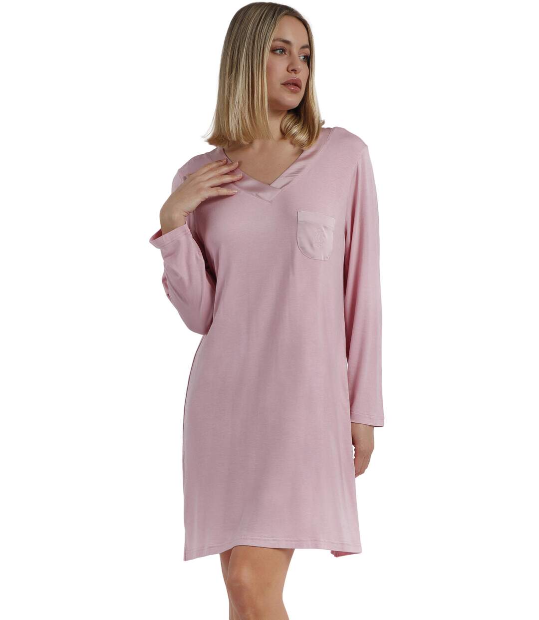 Chemise de nuit manches longues Satin Bands Admas