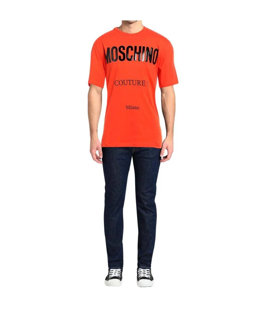 Mens Couture Gloss Logo T-shirt Orange Moschino-3