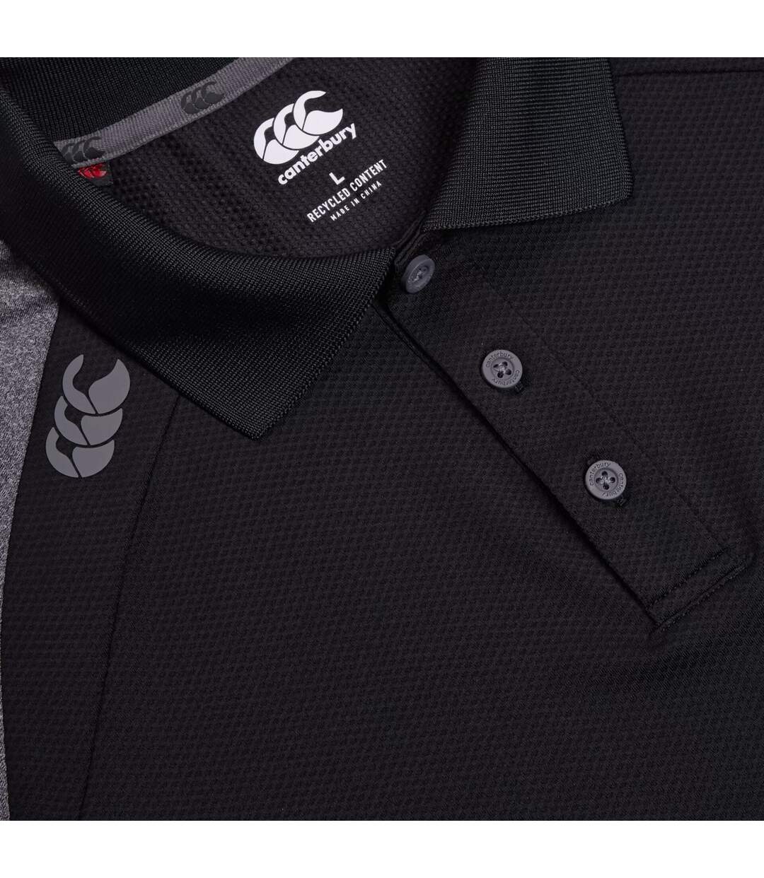 Mens Elite Polo Shirt Black Magnet Grey Canterbury-3