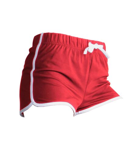 Short de sport rétro femme rouge/blanc Skinni Fit