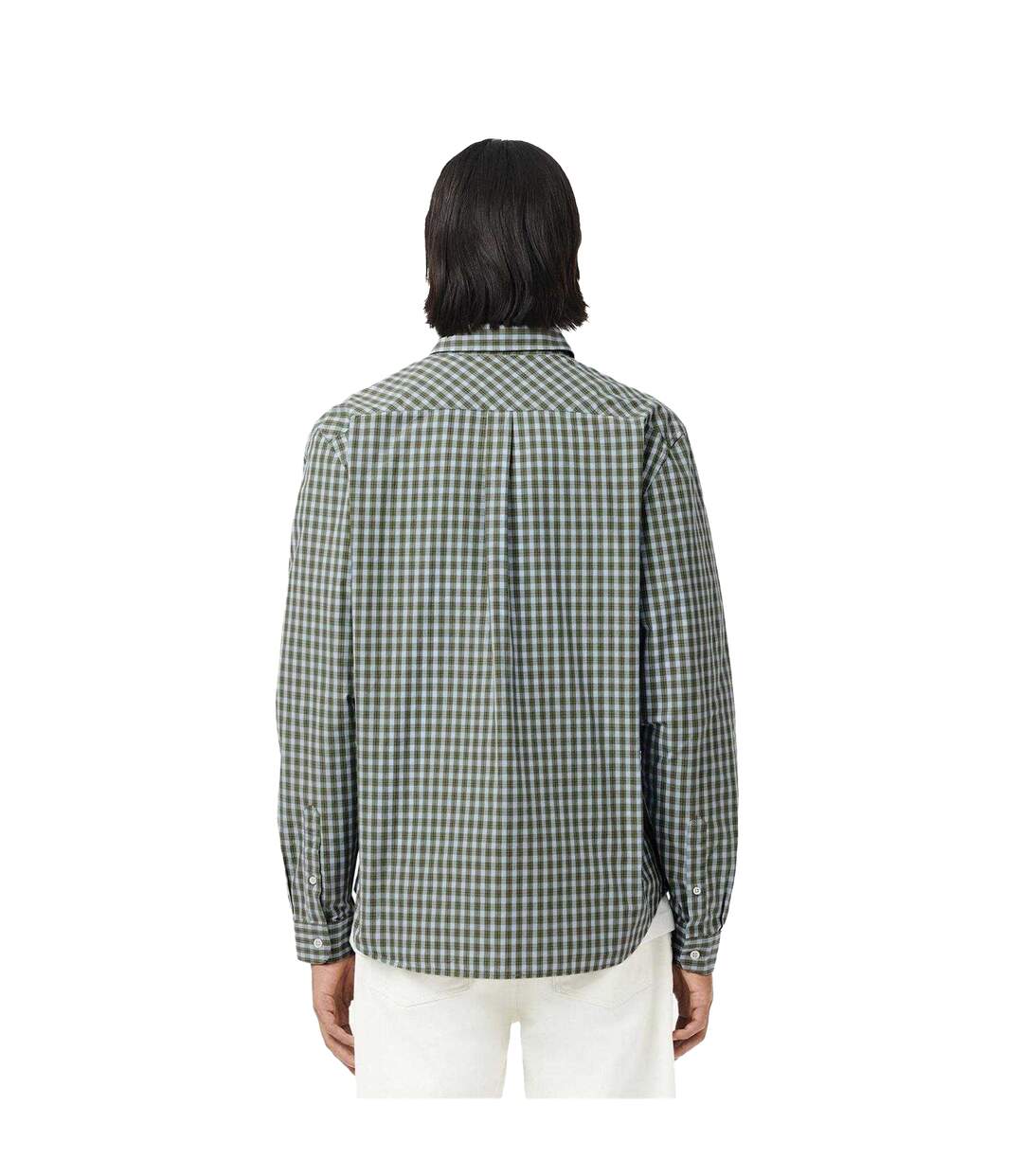 Mens Plaid Poplin Regular Shirt Khaki Lacoste-3