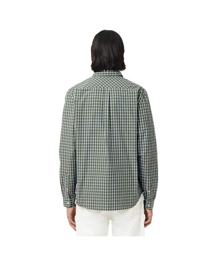 Mens Plaid Poplin Regular Shirt Khaki Lacoste