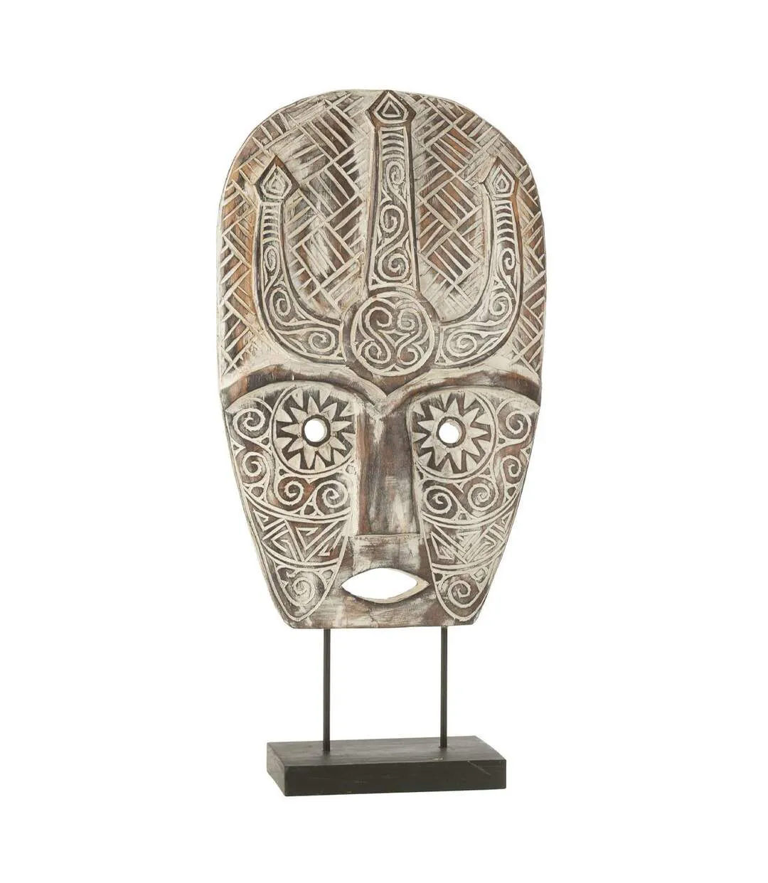 Statue Masque Primitif sur Pied Zihao 80cm Naturel-1