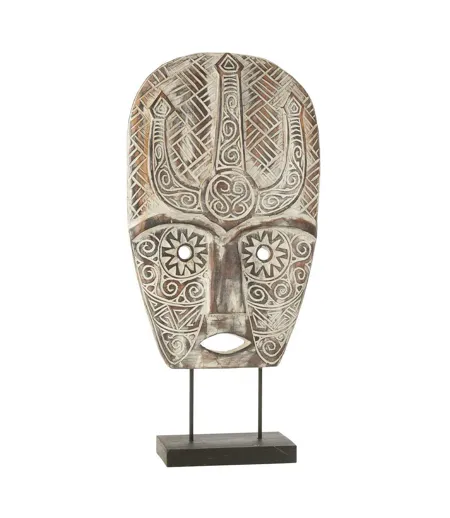 Statue Masque Primitif sur Pied Zihao 80cm Naturel