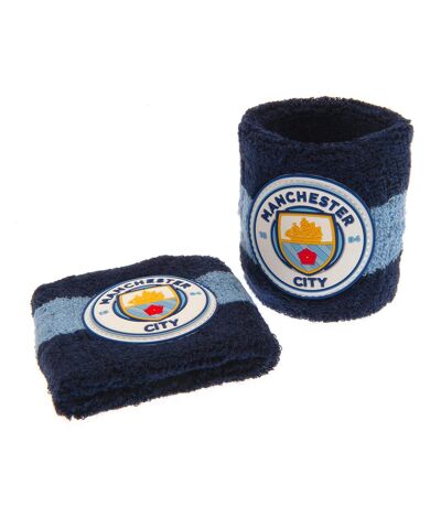 Manchester City FC Wristband (Pack of 2) (Dark Blue/Light Blue) (One Size)