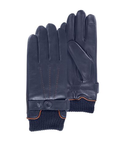 Isotoner Gants homme tactiles en cuir d'agneau pleine fleur - doublés polaire