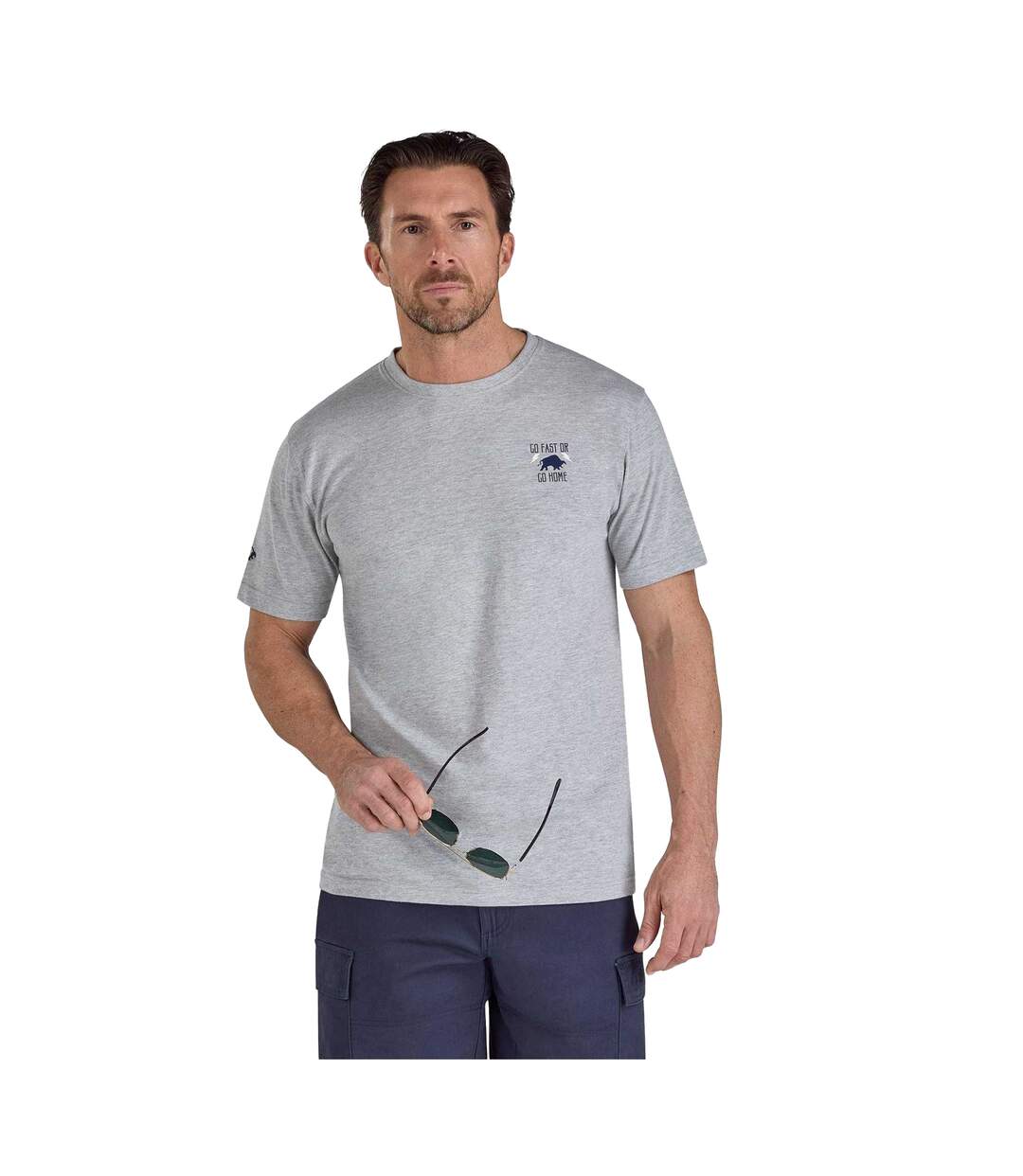 T-shirt Go Fast Or Go Home Homme Gris Chiné Raging Bull-2