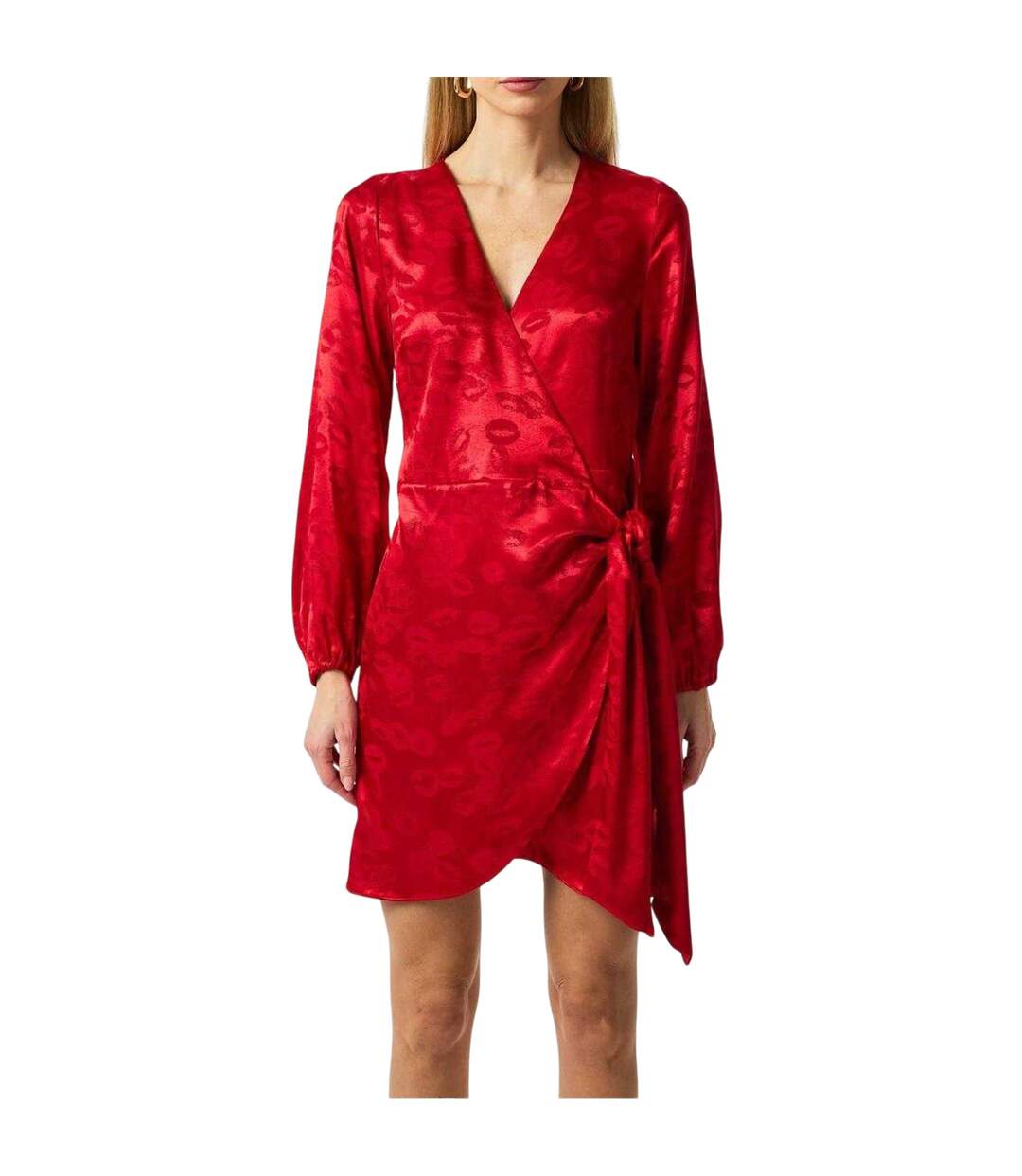 Robe Courte Manches Longues Motif/style Lèvres Vienna Femme Rouge Never Fully Dressed-1